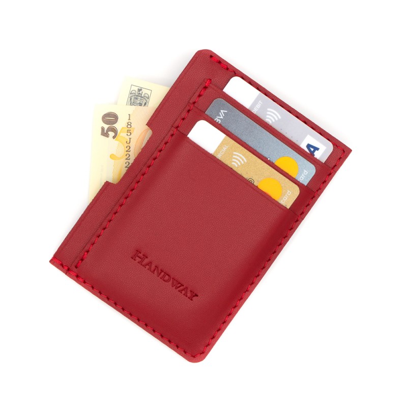 Port card din piele naturala, Compartiment buletin, Handway, Premium, Realizat manual